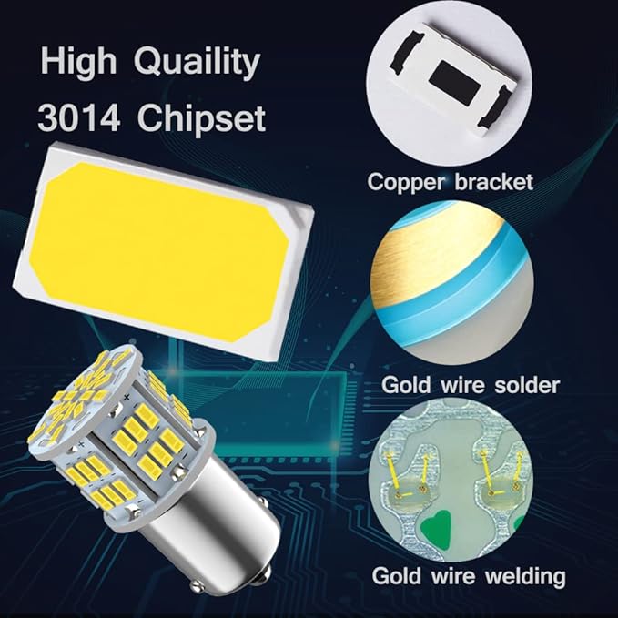 1156 Led Bulb Reverse Light, 1141 1003 7506 BA15S Bulbs, 12V-24V 54SMD Used for Truck Car Backup Reverse Lights, Tail Parking Lights,Camper Trailer RV Interior Light, 2pcs White