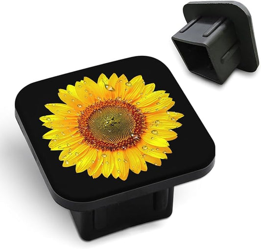Sunflower Travel Towing Hitch Plug Covers Yellow Flower with Petals Autumnal Floral Hitch Tube Cover 2 Inch Square Hitch Box Cover Trailer Hitch Cap for Trucks SUV Cars