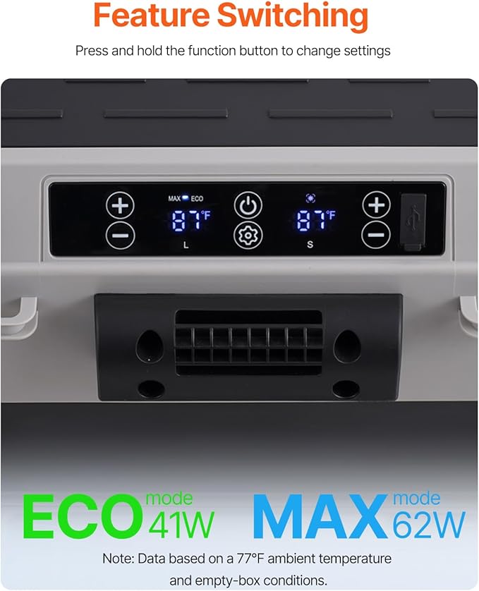 VEVOR X40K Refrigerator 42.3 Qt Dual Storage Zones Car Fridge, Electric Cooler with Telescopic Handle, Portable Freezer for Vehicle Camping Truck Van RV SUV Road Trip Travel, Black