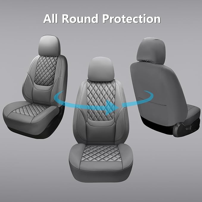 NS YOLO Full Coverage Leather Car Seat Covers,Waterproof Seat Covers for Cars,SUVs Pick-up Truck, Car Seat Cushion,Car Seat Protector,Front Seat Cover,Grey Seat Cover with 2 Seats