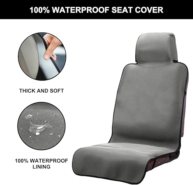Waterproof Seat Cover, Upgraded Sweat Carseat Protector, Perfect for Universal Anti-Slip Car Truck SUV Seat, Ideal for Surfing Yoga Gym Workout, Grey