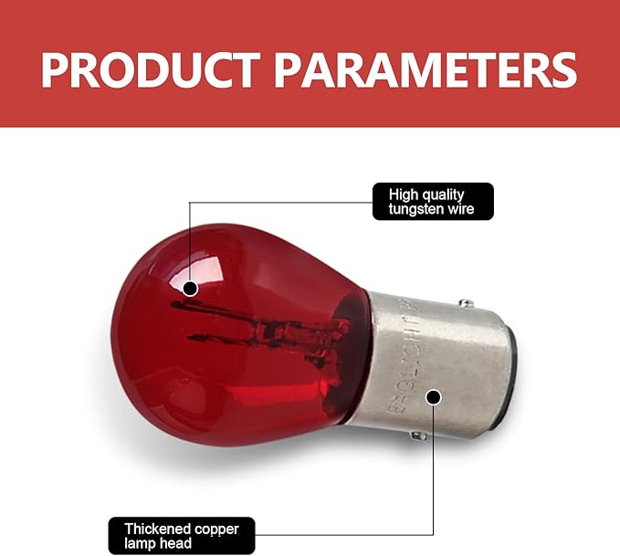 10PCS 1157 Light Bulb, Double Tail High and Low Brake Light Bulb, P21/5W S25 2057 2357 7528 BAY15D Bulbs, Universal Halogen Turn Signal Parking Lights (Red)