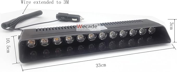 12w 12 Leds Car Truck Emergency Strobe Flash Light Windshield Warning Light (White)