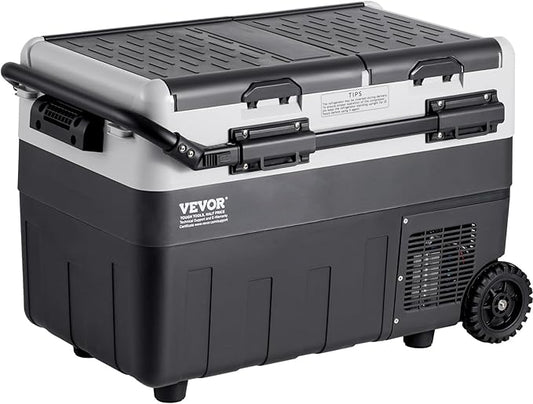 VEVOR X40K Refrigerator 42.3 Qt Dual Storage Zones Car Fridge, Electric Cooler with Telescopic Handle, Portable Freezer for Vehicle Camping Truck Van RV SUV Road Trip Travel, Black