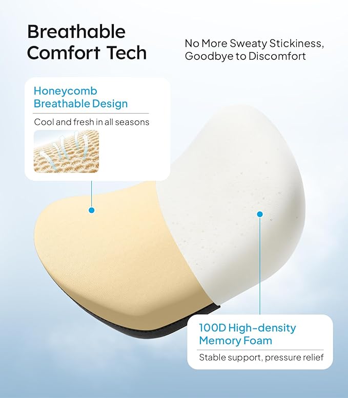 Wigoo 2025 Upgrade Car Neck Pillow [No More Pressure, Odorless] Soft Car Headrest Pillow with Adjustable Strap Removable Cover 100% Memory Foam, Fits All Vehicles (Beige 2-Pack)