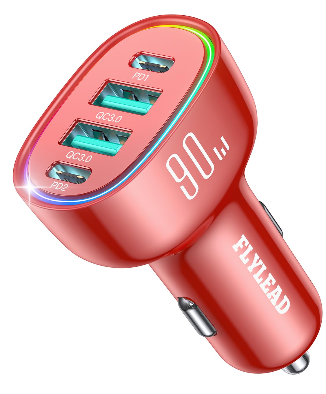 Car Charger USB C 90W 4-Port Car Phone Charger Compatible with iPhone 16/15/14/13/12 Pro Max Plus [A Must for Family Travel] Super Fast Charging Cigarette Lighter Adapter Port