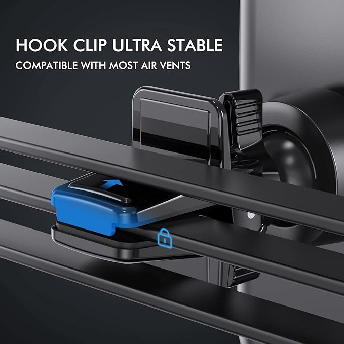 3-in-1 Car Phone Holder [Strongest Suction & Stable Clamp Arm] 360° Adjustable Car Phone Mount, Cell Phone Holders for Your Car for Dashboard Vent, All Smartphones & Car Models (Dash & Air Vent)