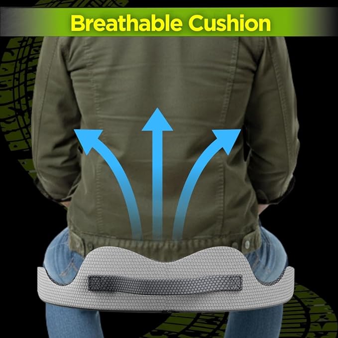 XL Truck Seat Cushion for Truck Driver Seat Cushion - Upgraded Back Support, CertiPUR-US® Certified - Thick Memory Foam, Pain Relief for Hours of Driving, Trucker Approved Big Rig - Gray