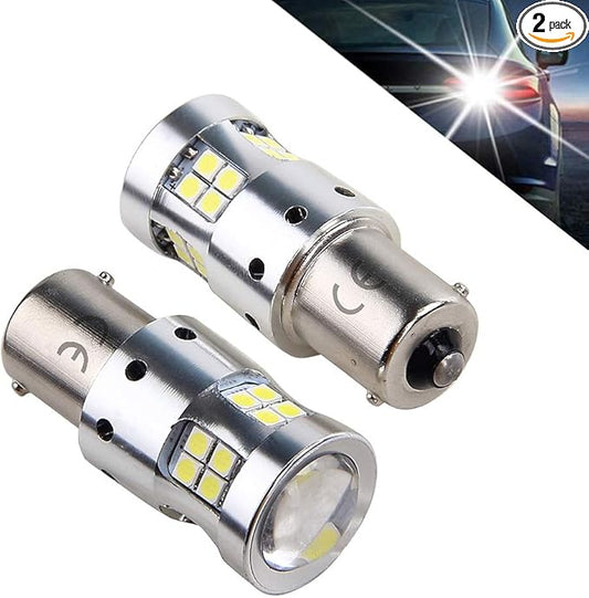 1156 LED Bulbs Ba15s P21w 5008 7506 LED Light Bulbs Replacement 1500 Lumens, With Projector Lens. for Backup Reverse Light Bulb Tail Light 6000K White, 2-Pack.