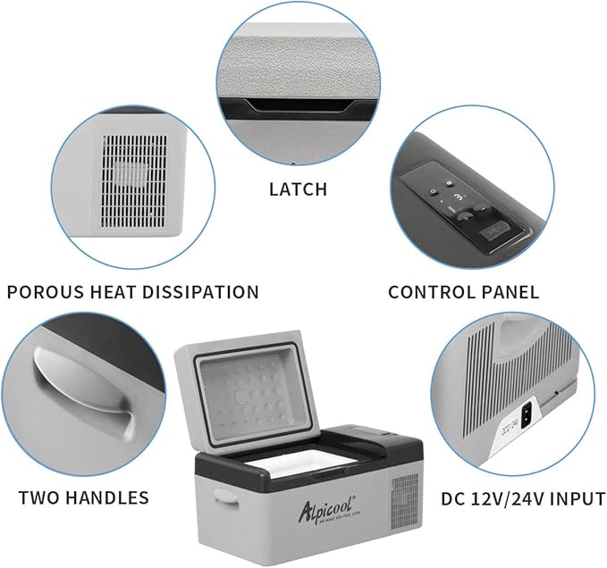 Alpicool C20 portable compressor fridge freezer 21Quart(20Liter) for car and home - 12V/24V DC and 110V AC