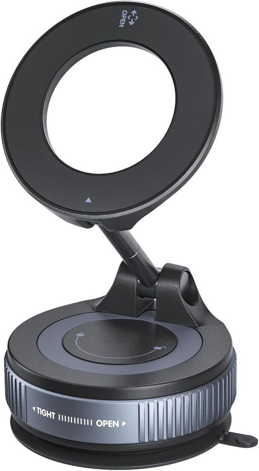 Magnetic Car Mount,Ultra Magnetic 360 Degree Rotation Dashboard Car Phone Holder,Car Accessories for iPhone,Gifts for Men/Women,Vacuum Suction Cup Phone Mount Fit for All Smartphones,Black