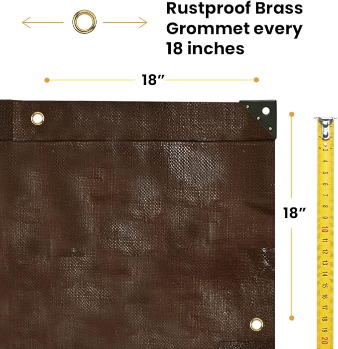 WHITEDUCK Super Heavy Duty Poly Tarp Cover 16 Mil & 10 Mil with Grommets and Reinforced Edges (Brown, White & Silver Black) (Brown- 16 Mil, 6' x 8')