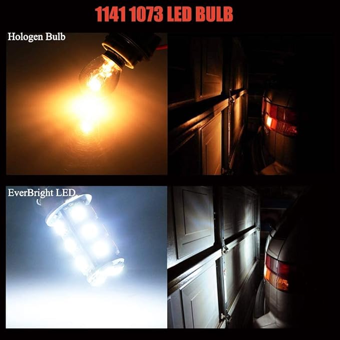YM E-Bright 1156 BA15S White Car Turn Signal Bulb 1003 7506 1141 Replacement LED Bulb for Car Tail Light RV Camper Reverse Corner Reverse light Rear Light, Pack of 4