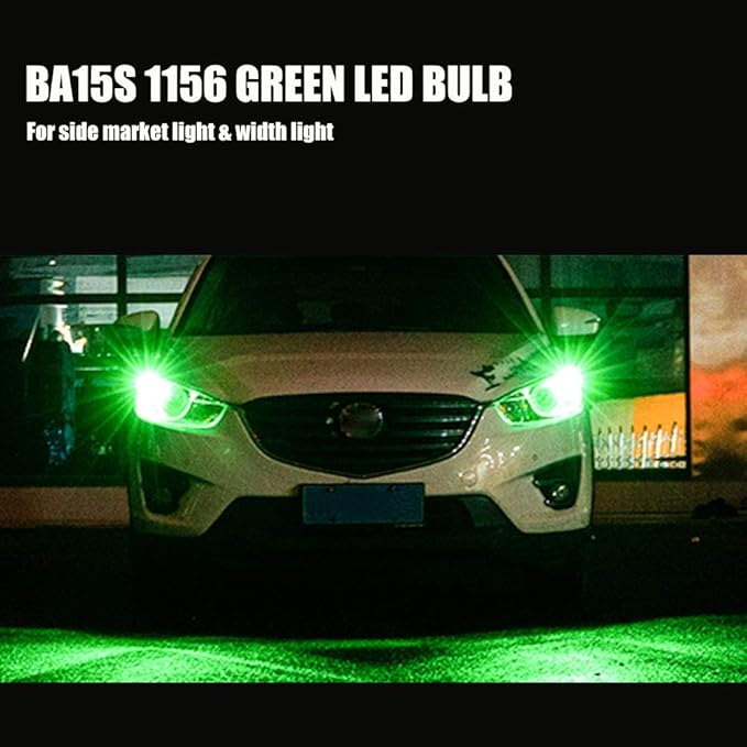 YM E-Bright 1156 BA15S Led Bulb,1073 7506 1141 LED Light For RV Camper SUV MPV Car Side Marker Lights Reverse Lights Brake/Turn Signal Bulb 18SMD 5050 Chips DC-12V,Green, Pack of 4