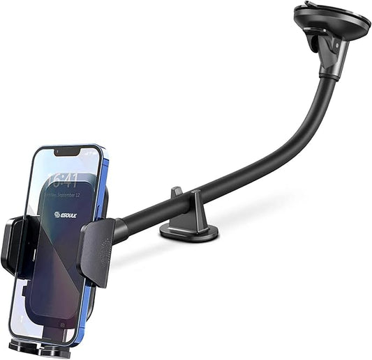 Esoulk 11-inch Gooseneck Car Phone Holder,Heavy Duty Phone Holder for Truck, Flexibile Long Arm Anti Shake stabilizer Windshield Car Phone Mount Suction Cup,Fit for iPhone, Samsung &Other Cellphone