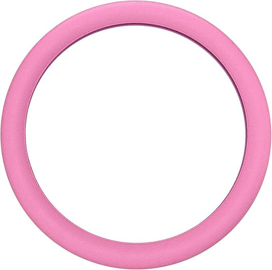 LRITER Car Steering Wheel Cover, Non-Slip Silicone Material, Multiple Color Choices, Universal Auto Parts Steering Wheel Cover, Suitable for Most Cars (Pink)