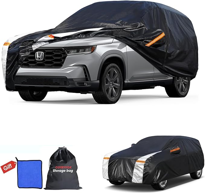 Honda Pilot Car Cover 100% Waterproof All Weather, Gift with Towel, 10 Layers SUV Car Cover Custom Fit 2002-2025 Honda Pilot, Full Exterior Car Covers Rain Sun UV Protection with Door Zipper.