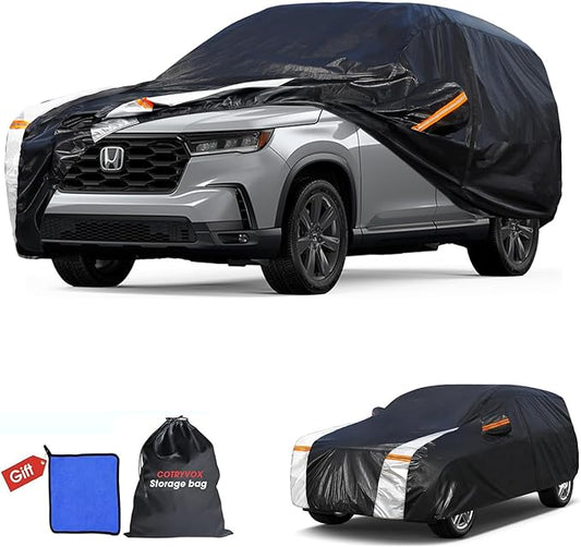 Honda Pilot Car Cover 100% Waterproof All Weather, Gift with Towel, 10 Layers SUV Car Cover Custom Fit 2002-2025 Honda Pilot, Full Exterior Car Covers Rain Sun UV Protection with Door Zipper.