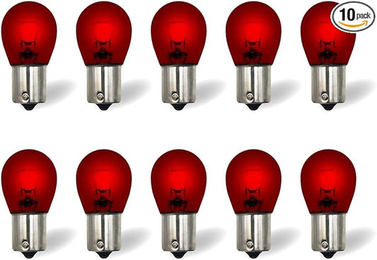 1156 Red Light Bulbs 10 Pack,S25 P21W Automotive Brake Light Turn 1156 7506 Miniature Bulb Taillight Turn Signal Light,Replacement for Cars,Trucks,SUVs