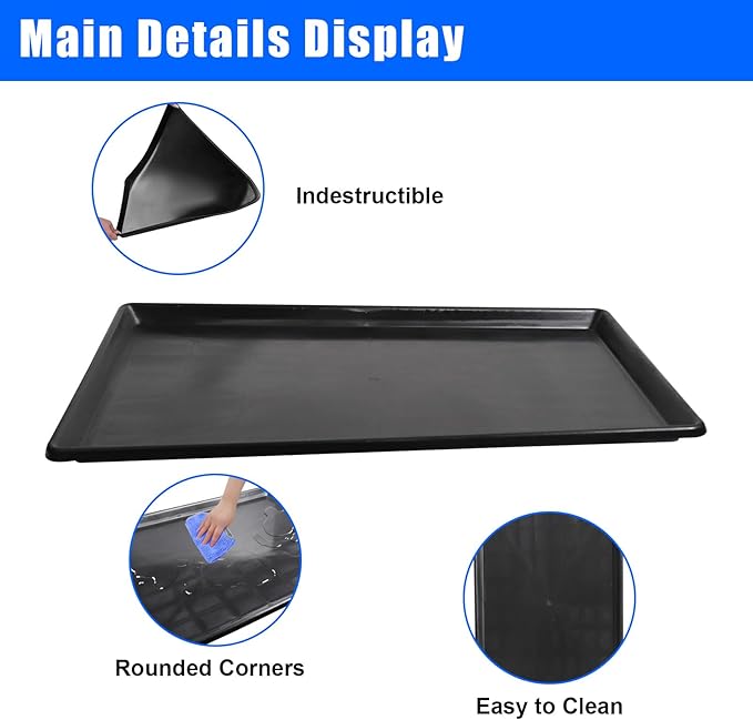 3 Pack Extra Large Oil Drip Pan, 35.4 x 24 x 1.6 in Oil Change Drain Pan, Plastic Oil Drip Tray for Under Car, Oil Catch Pan Tray for Garage, Fridges, Washing Machines, Cat Litter Box Bottom