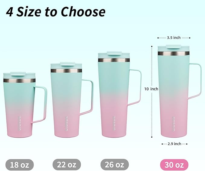 BJPKPK Insulated Tumbler with Handle, 30oz Insulated Tumblers with Lid and Straw, Stainless Steel Metal Water Bottles, Coffee Travel Mugs, Cups, Marshmallow