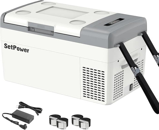 Setpower Electric Coolers for Vehicles AC/DC 12V Refrigerator, 20L/21QT Car Refrigerator Portable Freezer, Car Fridge Plug In Cooler for Truck RV SUV Van Travel Camping, White