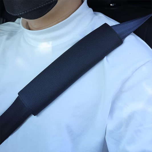 Car Seat Belt Covers for Adults Soft Leather Seatbelt Shoulder Pad Neck Cushion Protector Comfortable Driving Car Accessories Truck SUV Airplane Backpack (SC01Black-9in-1Pack)