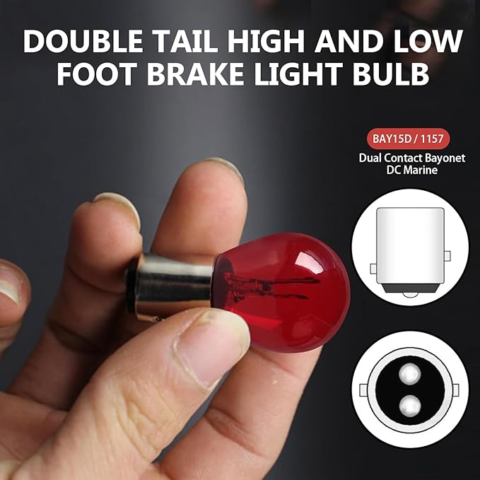 10PCS 1157 Light Bulb, Double Tail High and Low Brake Light Bulb, P21/5W S25 2057 2357 7528 BAY15D Bulbs, Universal Halogen Turn Signal Parking Lights (Red)