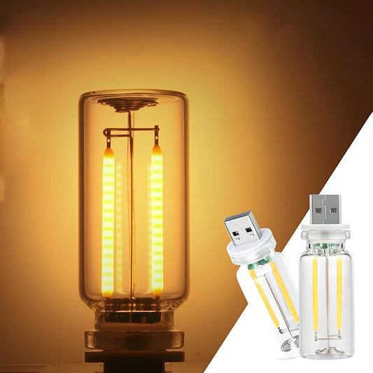 2 Pack Car LED Lights Interior, USB Light for Car Decor & Bedroom, Touch Dimmable Ambient Lighting, Mini Glass Bottle Night Light for Camping Gifts-Yellow