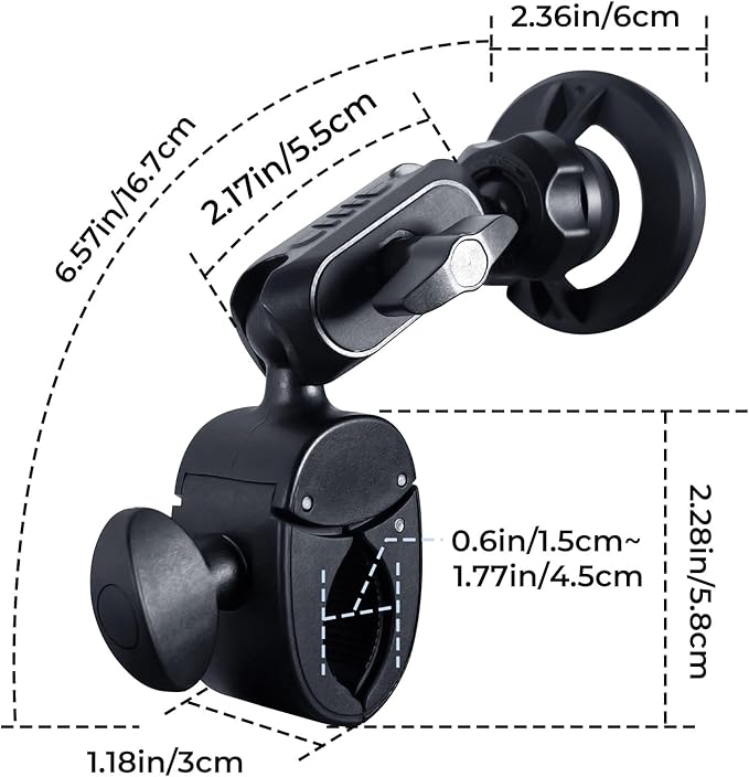 【Gooseneck Extension, Multi Angle】Magnetic Phone Mount Holder for MagSafe, One-Hand Operation, Best Accessory for Baby Stroller, iPhone 16, Gym, Treadmill, Shopping Cart, Exercise Bikes, Hand Bars