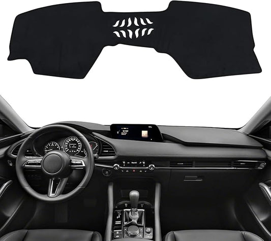 Dashboard Cover Mat for Mazda 3 2019-2023 2024 2025 Accessories (Without HUD) Black Flannel Material Anti-Slip Dash Cover Mat Sunshade Glare UV Rays Protector