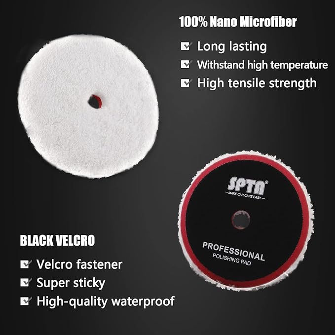 Polishing Pads, 5Pc 5 Inch 125mm Orbital Buffer Polisher Pads and 1Pc Microfiber Buffing Pads, Foam Polish Pad for Compounding, Polishing and Waxing, for 5''/125mm Backing Plate Car Polisher -TPP5MIX