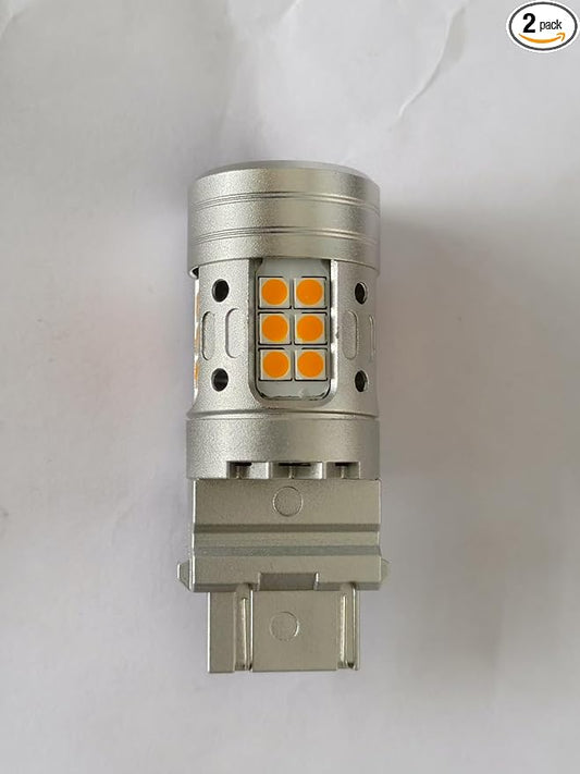 Yorkim Canbus 3157 Turn Signal Light Bulbs, Anti Hyper Flash, 3156 LED Bulb Amber with Cooling fan, 500% Brighter 3156 3057 4157 4114 LED Bulb, Pack of 2