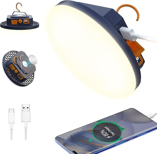 Rechargeable 10000mAh 4000LM Portable LED Camping Lantern Warm Light 30W with Magnet , IP45 Waterproof Tent Light Power Failure Emergency Survival Kits Snowstorm Christmas Day Gift