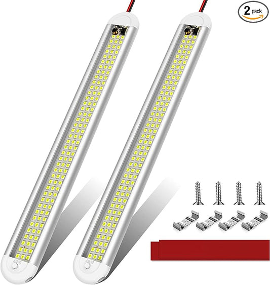 12v LED Interior Light Bar，CT CAPETRONIX 120LEDs 1500LM 8W DC 12 Volt led Strip Lights with ON/Off Switch，for Enclosed Cargo Trailer, Car RV Van Truck Lorry Camper Boat Caravan Motorhome (2Pack)