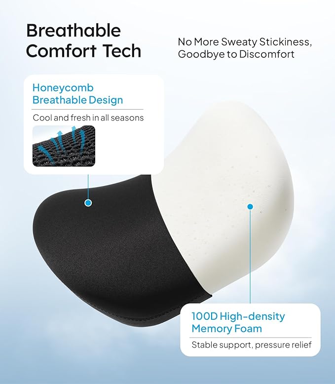 Wigoo 2025 Upgrade Car Neck Pillow [No More Pressure, Odorless] Soft Car Headrest Pillow with Adjustable Strap Removable Cover 100% Memory Foam, Fits All Vehicles (Black 2-Pack)