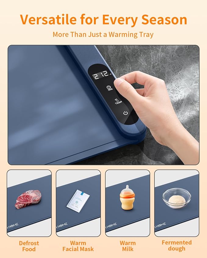 Electric Warming Tray, Food Warming Mat with 6 Level Temperature Settings & 6 Hours Timer, Graphene Full Surface Rapid Heating, Auto Shut-Off, Roll Up Food Warmers for Countertop, Parties