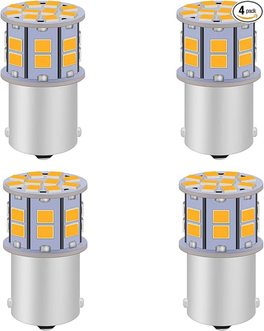 1156 LED Bulb Amber 12V-24V Super Bright 7506 1141 BA15S P21W 1003 LED Bulb for Turn Signal Blinker Lights, Tail Brake Lights, DRL Marker Blinker Parking Lights, Pack of 4