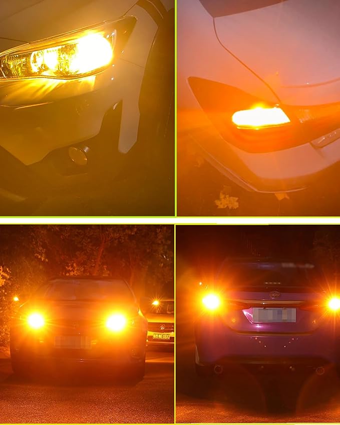 1156 LED Bulb Amber 12V-24V Super Bright 7506 1141 BA15S P21W 1003 LED Bulb for Turn Signal Blinker Lights, Tail Brake Lights, DRL Marker Blinker Parking Lights, Pack of 4