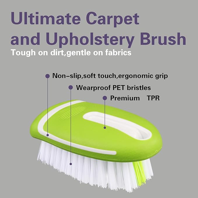 Carpet and Interior Cleaning Brushes, car Cleaning Brushes, Carpet Washing Brushes, Hard Bristle Detail Brushes, car and Home Interior Leather Brushes (Green)