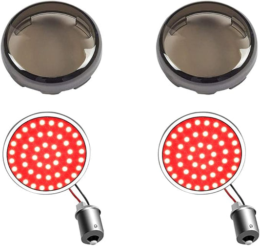 1156 Rear Sequential LED Turn Signals, Motorcycle Red Blinker Lights W/ 2 Inch Bullet Smoked lens Compatible with Harley Iron 883, Sportster 1200, Dyna, Street Glide