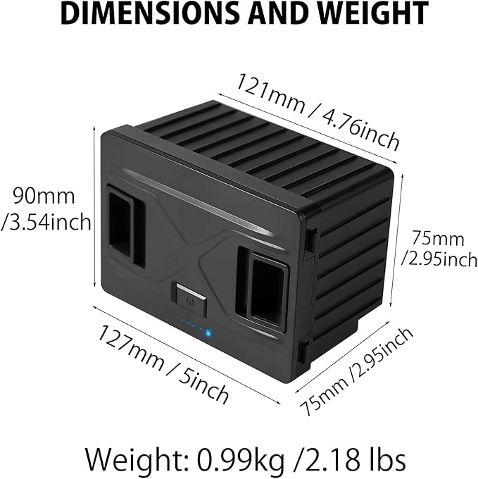ELECAENTA UD45 12V Dual Zone Portable Car Refrigerator Detachable Battery - 173Wh (Black)