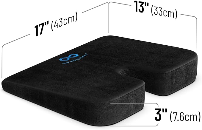 Everlasting Comfort Memory Foam Car Seat Cushion - Tailbone Pain Relief, Driving Seat Cushion for Short People - Office, Wheelchair, Gaming Chair, Travel - Non-Slip, Washable Cover