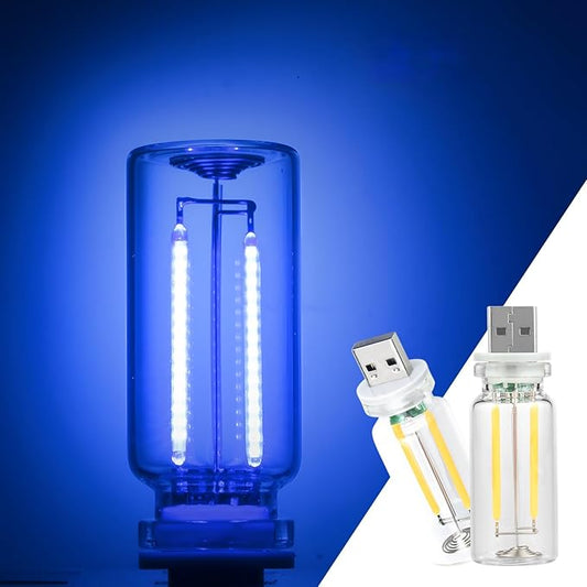 2 Pack Car LED Lights Interior, USB Light for Car Decor & Bedroom, Touch Dimmable Ambient Lighting, Mini Glass Bottle Night Light for Camping Gifts-Blue