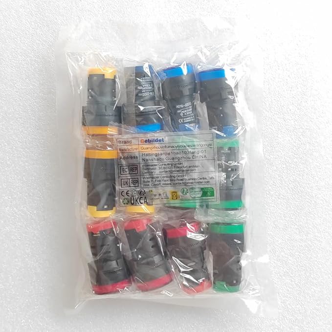 12pcs 22mm AC/DC 12-24V 20mALED Power Indicator, LED Pilot Signal Light Panel Indicator, LED Flash Light (Red/Yellow/Blue/Green, Each Color 3pcs)
