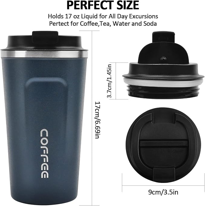 MOMSIV 17oz Travel Mug, Insulated Coffee Cup with Leakproof Lid, Vacuum Stainless Steel Double Walled Reusable Tumbler for Hot and Cold Water Coffee and Tea In Travel and Car