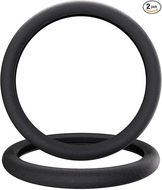 LRITER Car Steering Wheel Cover, Non-Slip Silicone Material, Multiple Color Choices, Universal Auto Parts Steering Wheel Cover, Suitable for Most Cars (Black2PCS)