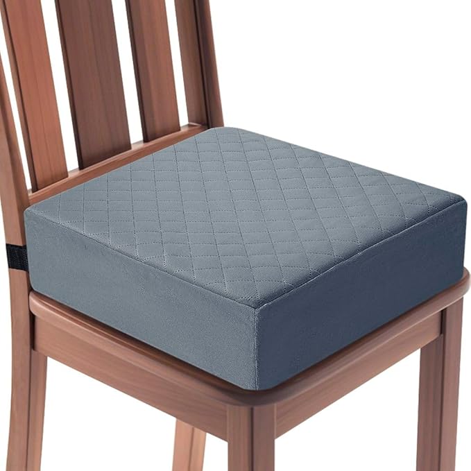 Booster Cushion for Adults - 16x16x5 Medium-Firm Seat Cushion for Home, Office, Wheelchair, Car - Washable Velvety Cover with Waterproof Layer & Removable Strap, Non-Slip Base - Gray