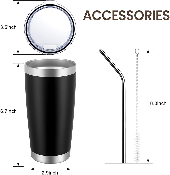 MEWAY 20oz Tumbler 8 Pack Double Wall Vacuum Insulated Travel Glitter Mug Bulk, Stainless Steel Tumblers with Lid and Straw, Powder Coated Coffee Cups for Woman(Gradient Black or Navy,Set of 8)