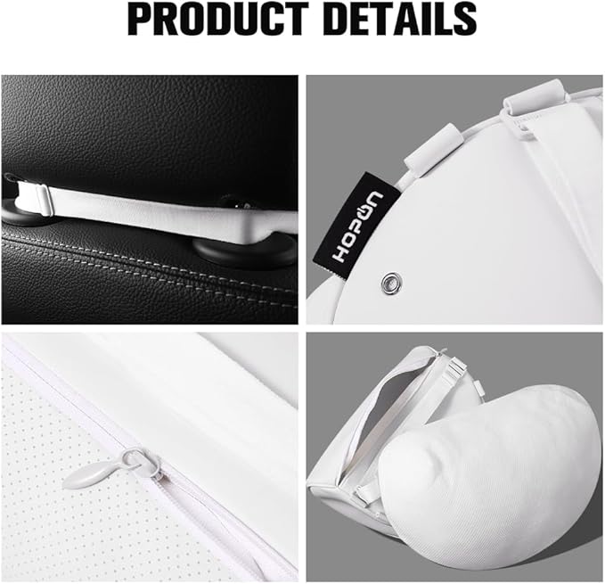 HOPON 2 Pack Headrest Pillow for Tesla Model 3 Model Y with Adjustable Strap,Tesla Neck Pillow with Leather,for Head,Neck,Shoulders,Multipurpose,Tesla Accessories(White)